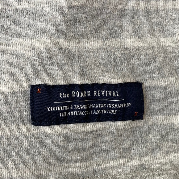 The Roark Revival Mens XL Long Sleeve Henley Gray White Stripe - Picture 5 of 8